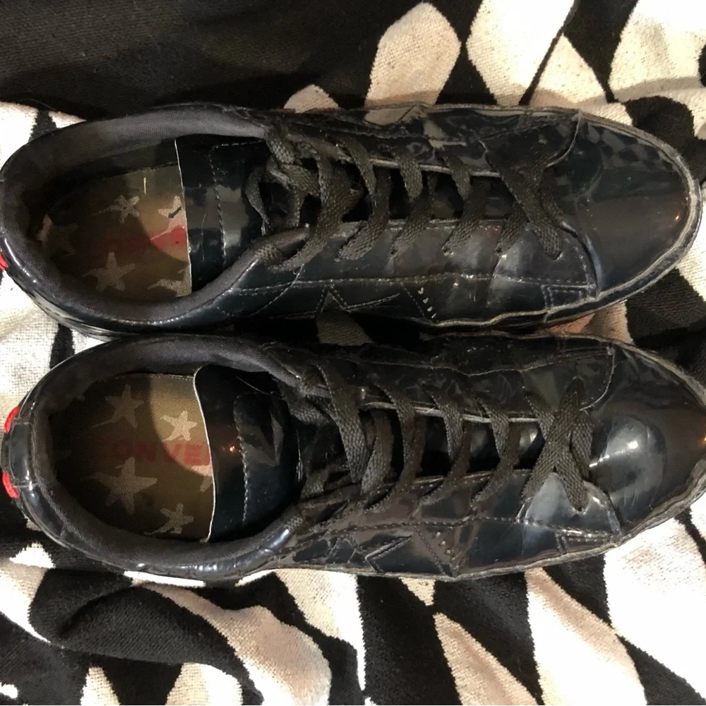 Converse Men’s Black Patent Star Low-Top Platform Sneakers